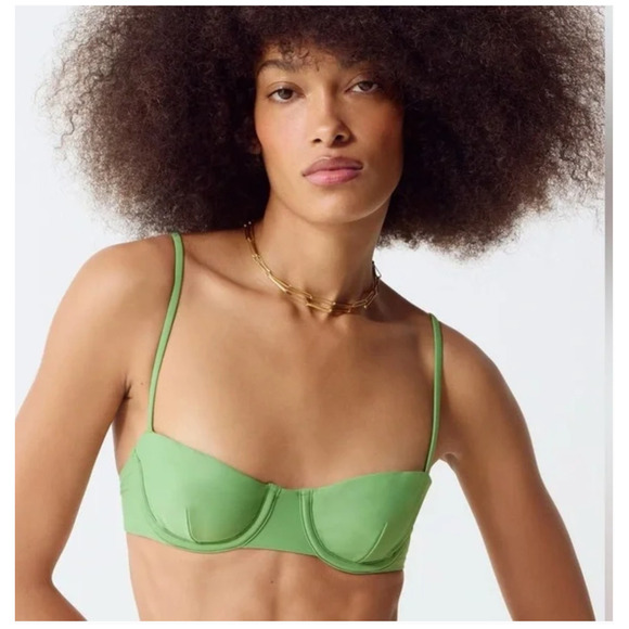 J. Crew Balconette Underwire Bikini Top 32C M Rustic Willow Green BX612 J.Crew - Picture 2 of 4